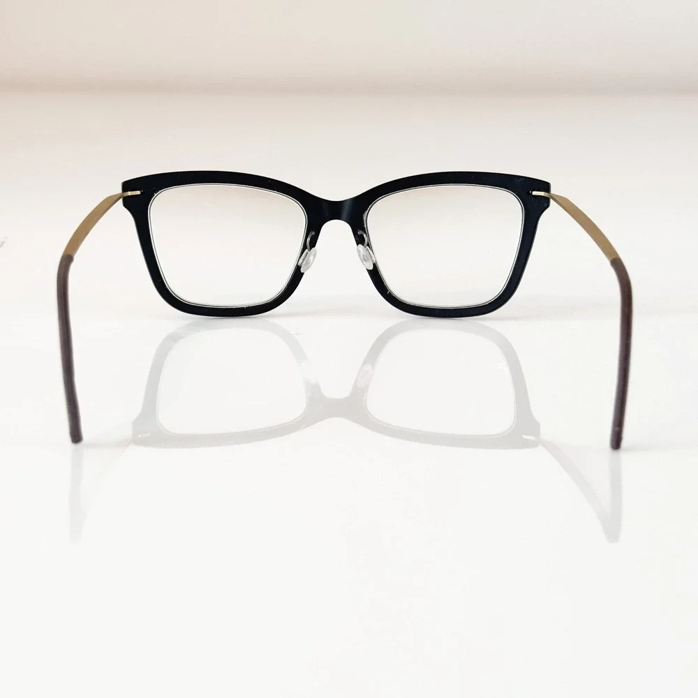 Lindberg Now 6527 Eyeglasses Matte Black Gold Titanium Danish Designer Frames